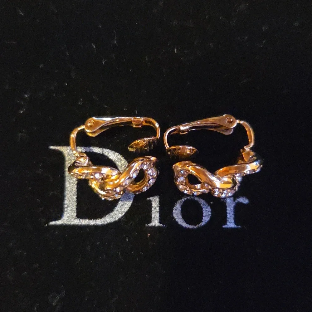 Dior‎ Infinity Gemstones Gold Clip-on Earrings